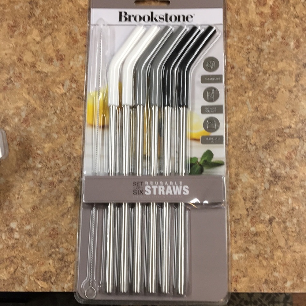 Brookstone Set of 6 Reusable Straws NWT